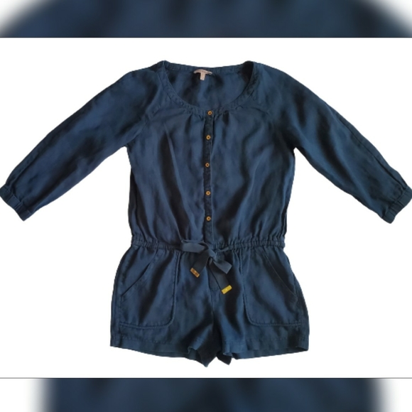 Juicy Couture Beach 100%Linen Romper Navy Blue - Picture 5 of 13